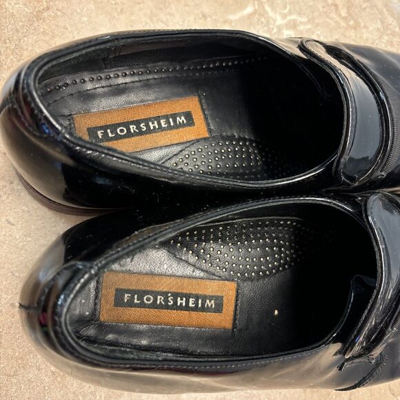 Florsheim Shoes Men 38 Penny Loafers Slip On Flats 449705 Black Patent Leather - Picture 6 of 10